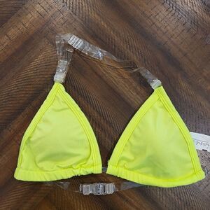 Triangle Bikini Top Lime green and Clear Large